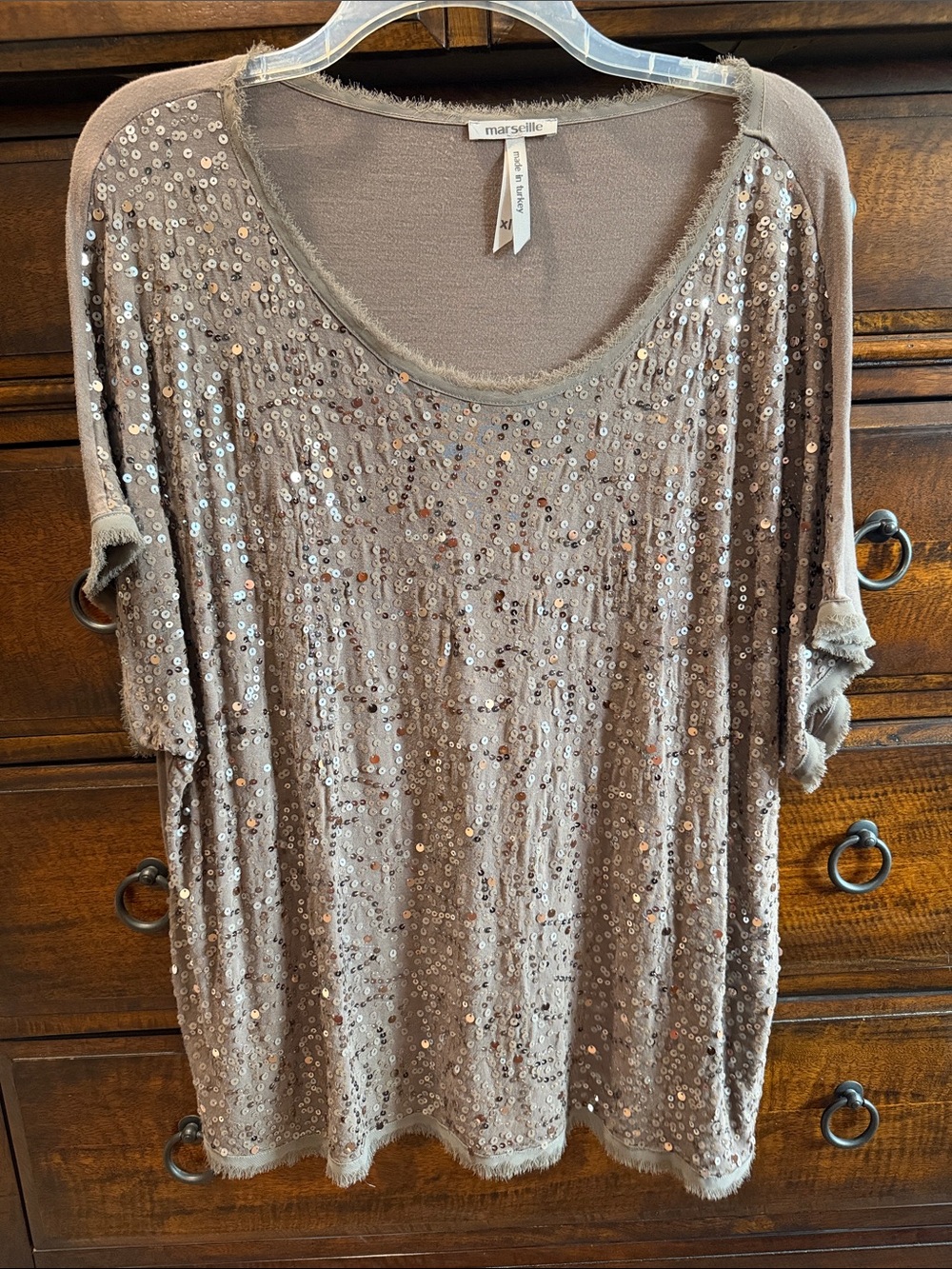 Marseille Taupe Sequin Blouse